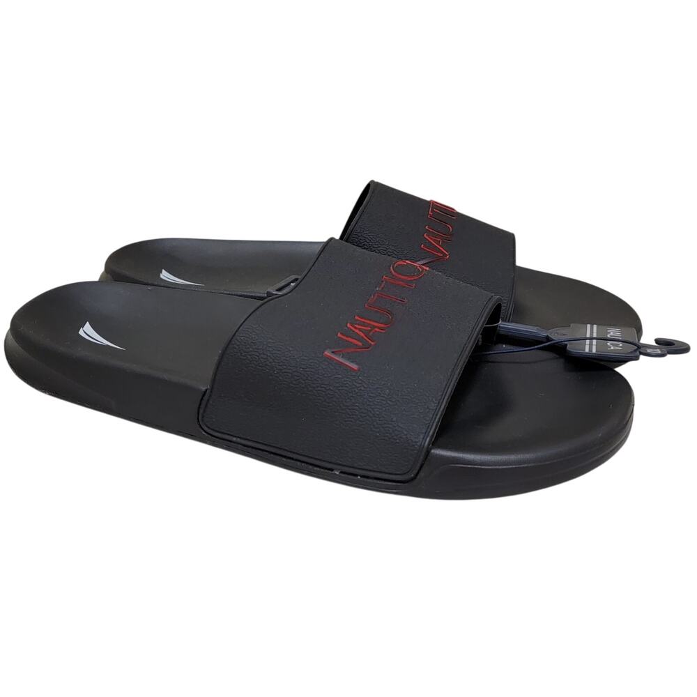Nautica Men Dolan Summer Beach Pool Slides Size US 10M Black Red